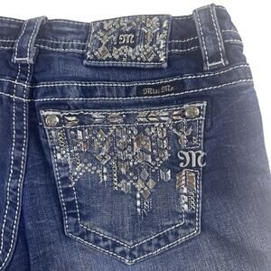 Miss Me jeans womens 28 Low Rise‎ Ankle Skinny Embellished crystals pocket- FLAW